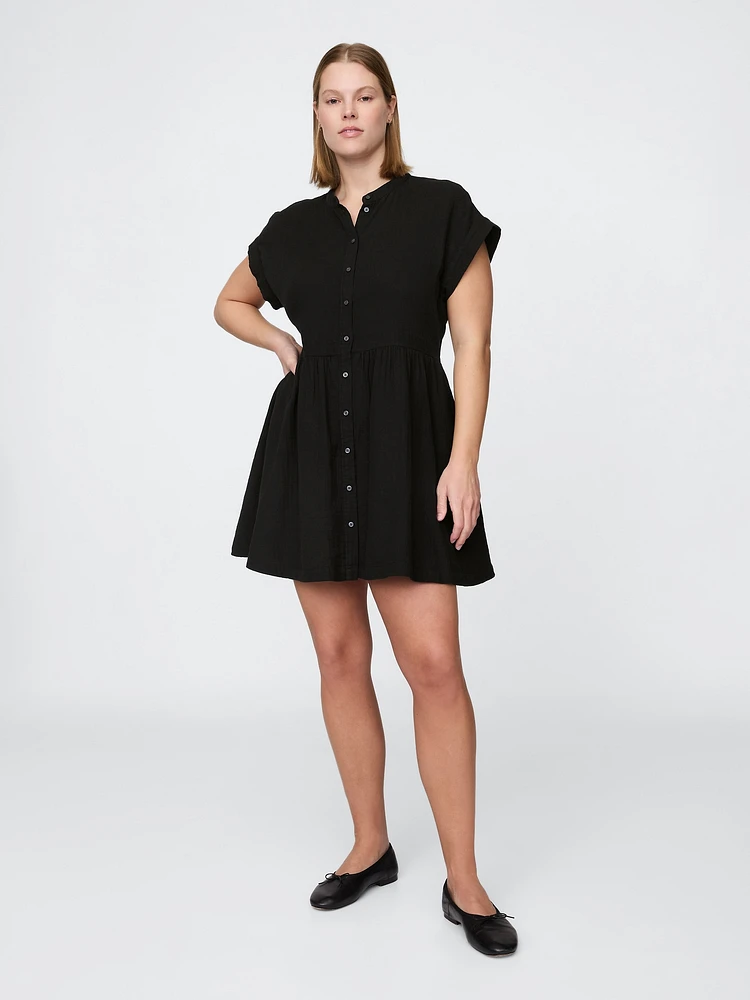 Cotton Gauze Mini Shirtdress