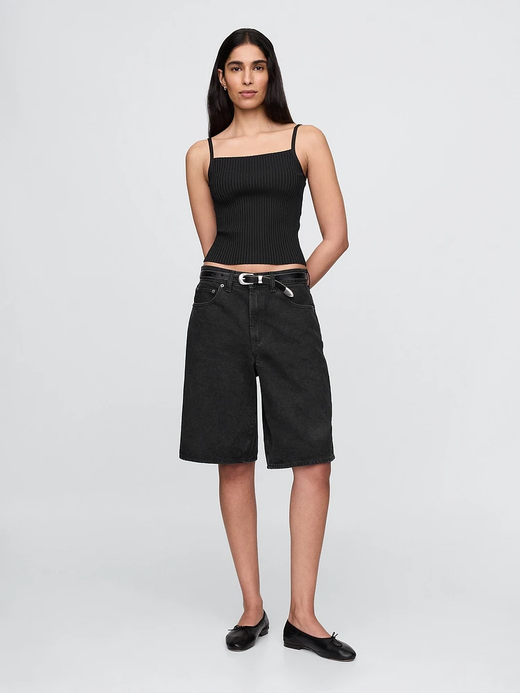 Rib Sweater Crop Tank Top
