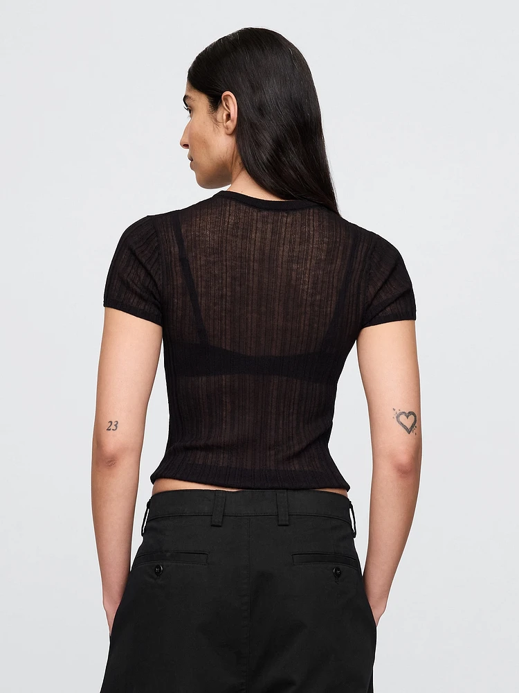 Sheer Rib Sweater T-Shirt