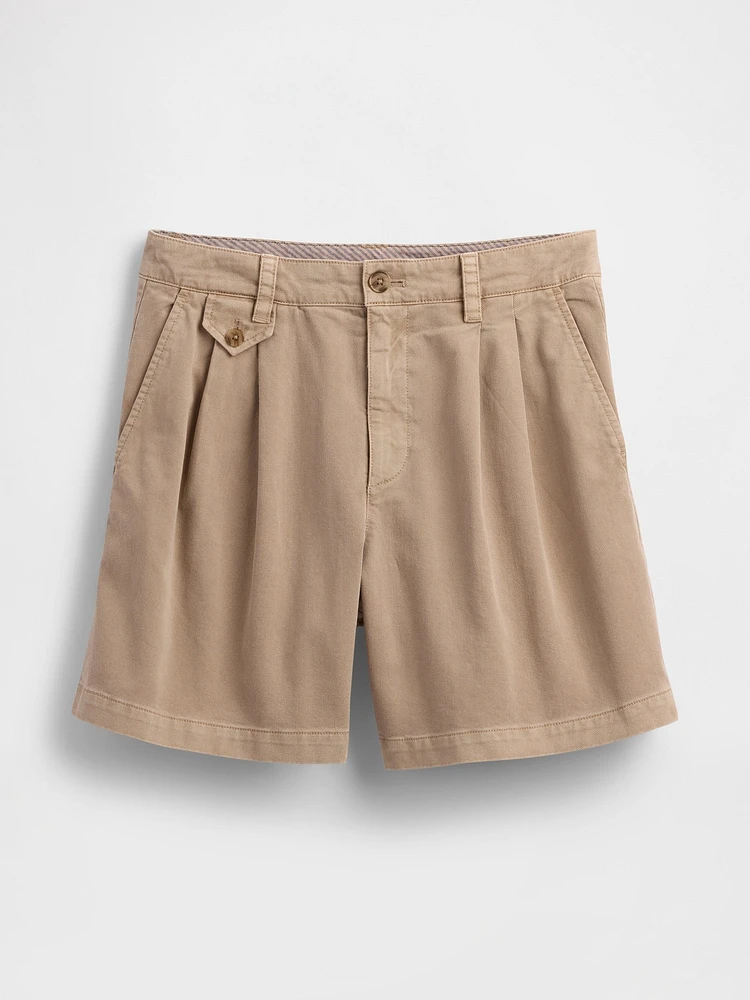 6" Mid Rise Twill Pleated Trouser Shorts