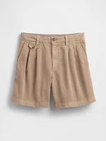 6" Mid Rise Twill Pleated Trouser Shorts