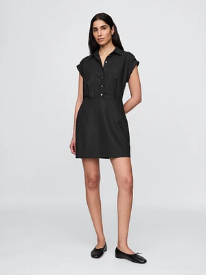 Linen-Blend Shirtdress