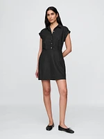 Linen-Blend Shirtdress