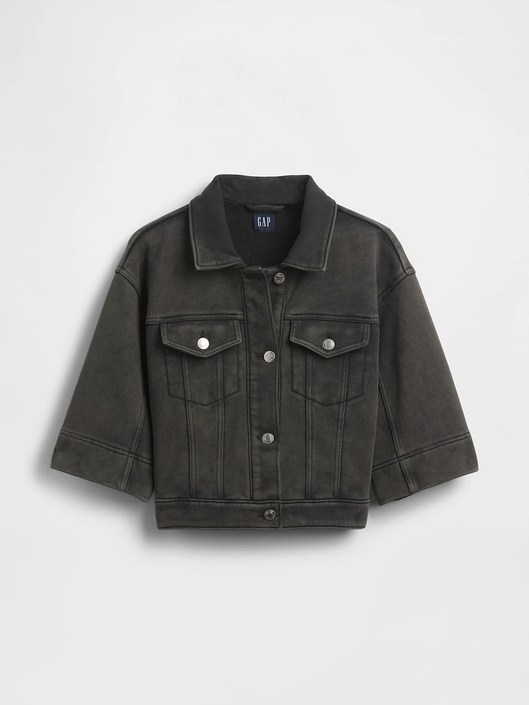 Heavyweight French Terry Denim Crop Jacket