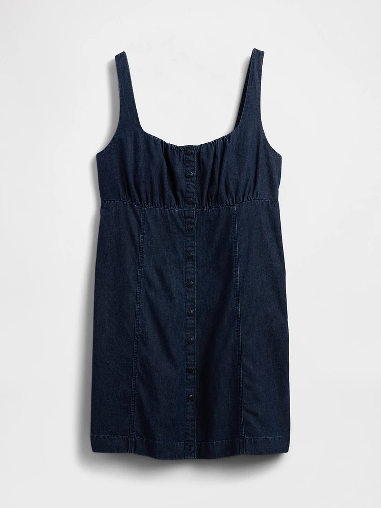 UltraSoft Denim Square-Neck Mini Dress