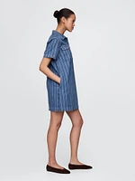 UltraSoft Denim Stripe Popover Mini Dress