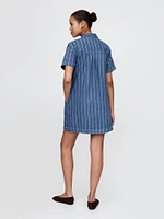 UltraSoft Denim Stripe Popover Mini Dress