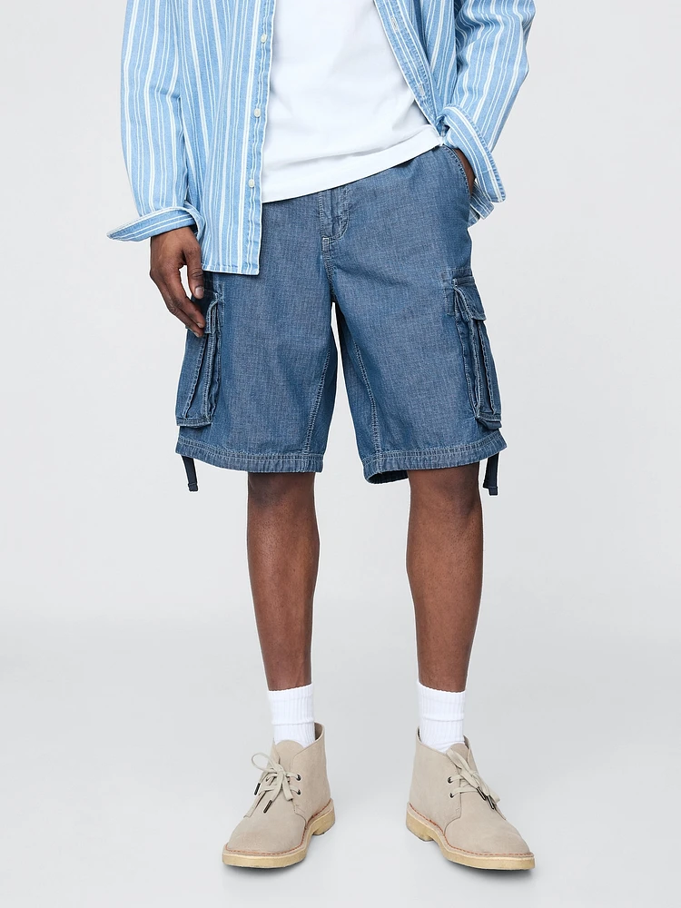 11" Baggy Denim Cargo Shorts