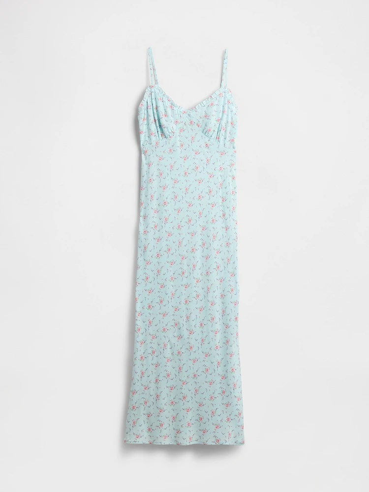 Ruffle-Trim Maxi Slip Dress