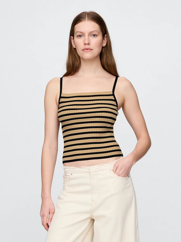 Rib Sweater Crop Tank Top