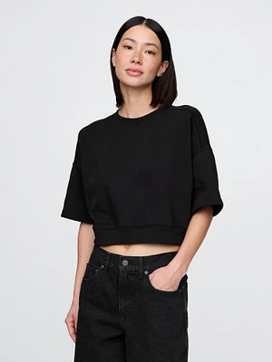 VintageSoft Elbow-Sleeve Crop Sweatshirt