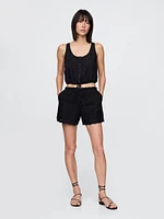 High Rise Eyelet Easy Shorts