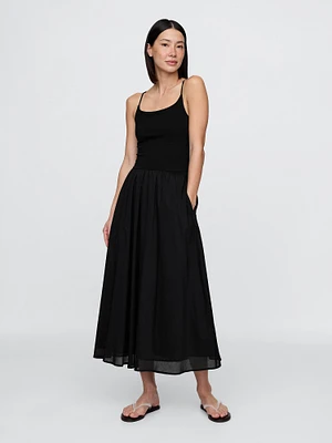 Compact Jersey Mixed Media Maxi Dress