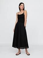 Compact Jersey Mixed Media Maxi Dress
