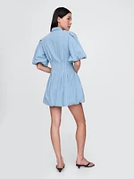 Denim Bubble Mini Shirtdress