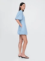 Denim Bubble Mini Shirtdress