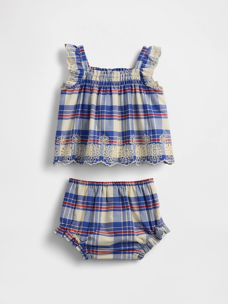 Baby Poplin Eyelet-Hem Outfit Set