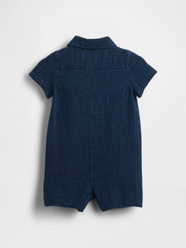 Baby Crinkle Gauze Pocket Shorty One-Piece