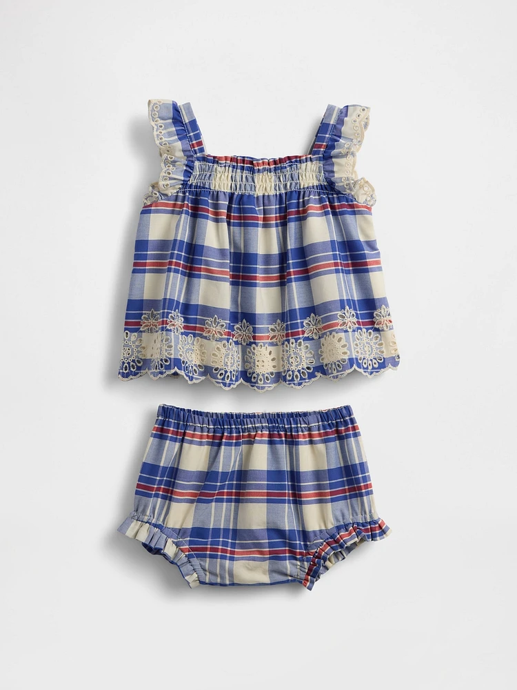 Baby Poplin Eyelet-Hem Outfit Set