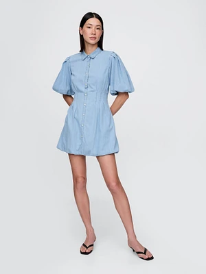 Denim Bubble Mini Shirtdress
