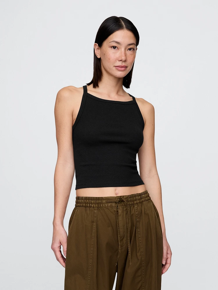 Modern Apron-Neck Crop Tank Top