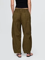 Mid Rise Twill Barrel Pants