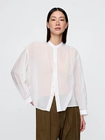 Sheer Button-Front Shirt