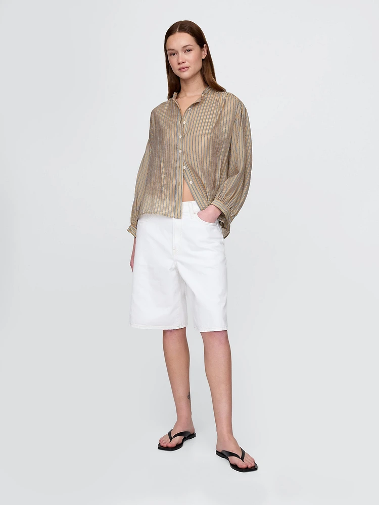 Sheer Button-Front Shirt