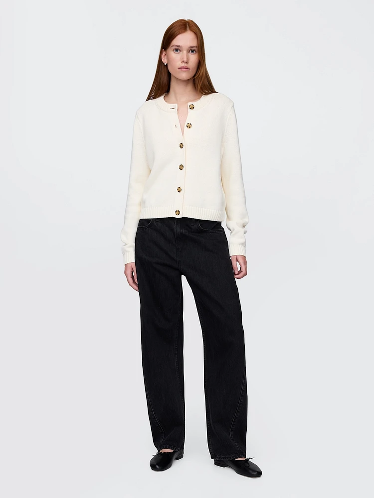 100% Cotton Crewneck Cardigan