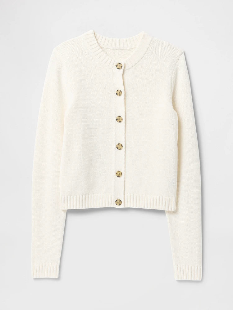 100% Cotton Crewneck Cardigan