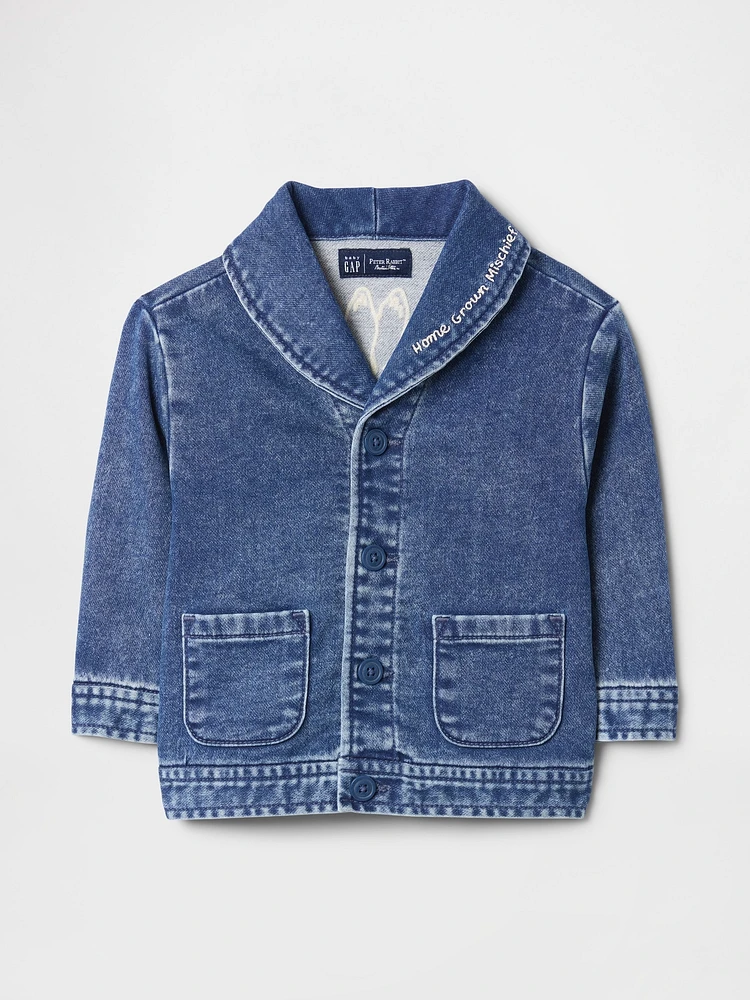 Baby Peter Rabbit™ Knit Denim Shawl Cardigan