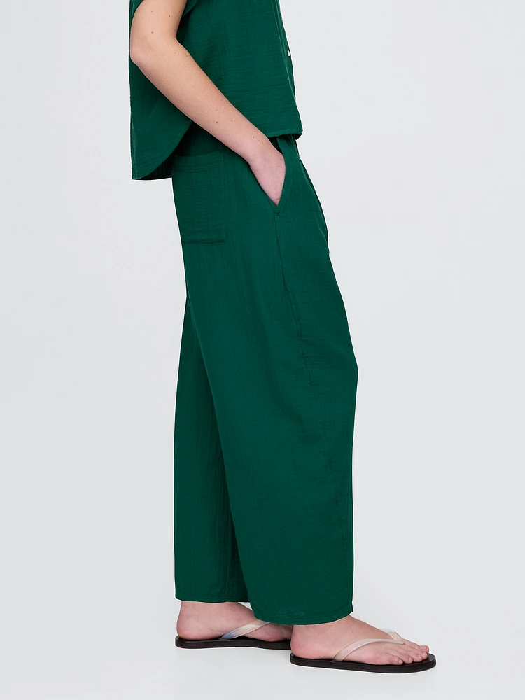 Cotton Gauze Easy Barrel Pants