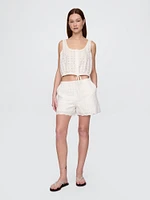 High Rise Eyelet Easy Shorts