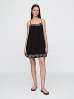 Crinkle Gauze Embroidered Swing Dress