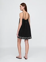 Crinkle Gauze Embroidered Swing Dress