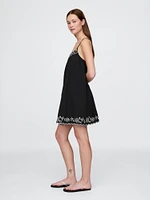 Crinkle Gauze Embroidered Swing Dress