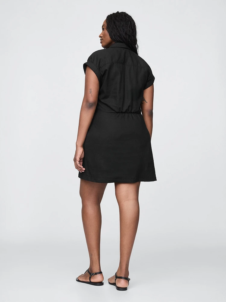 Linen-Blend Shirtdress