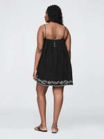 Crinkle Gauze Embroidered Swing Dress