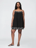 Crinkle Gauze Embroidered Swing Dress