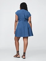 Cotton Gauze Denim Mini Shirtdress