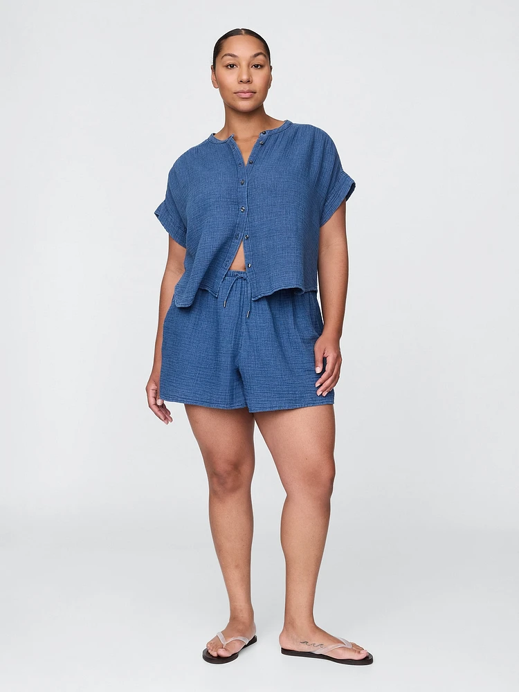 Cotton Gauze Denim Easy Shorts