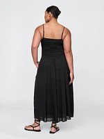 Compact Jersey Mixed Media Maxi Dress