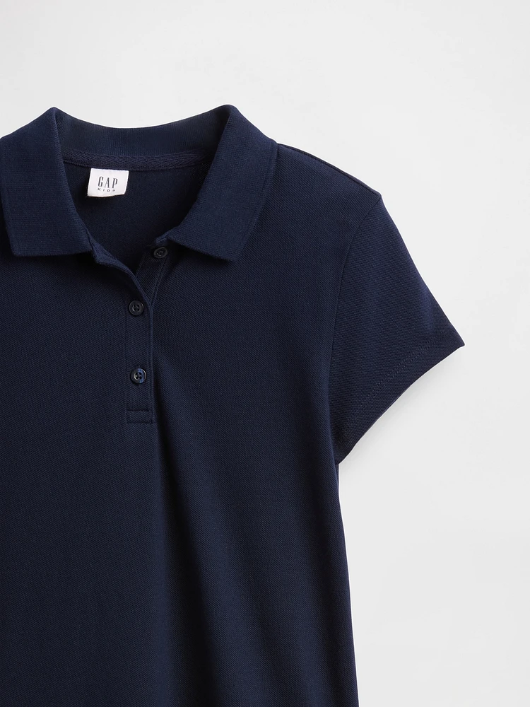Kids Uniform Drop-Waist Polo Shirt Dress