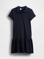Kids Uniform Drop-Waist Polo Shirt Dress