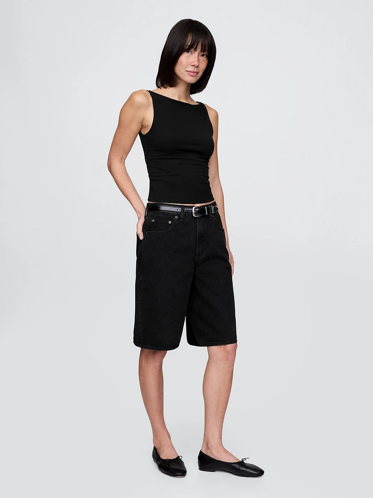 CloseKnit Jersey Boatneck Crop Tank Top