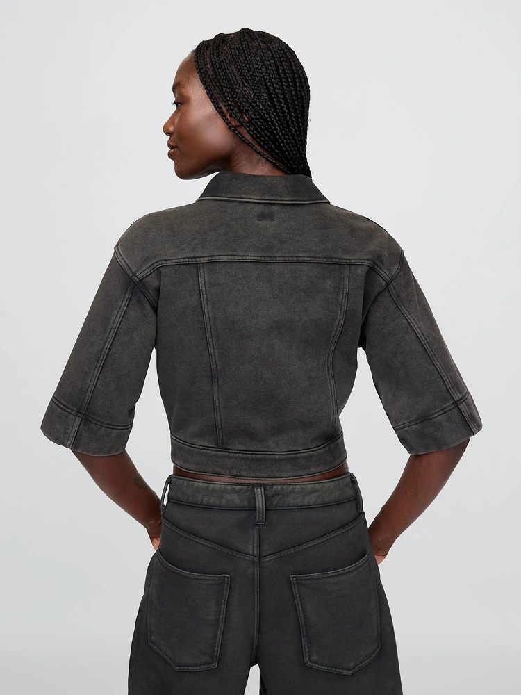 Heavyweight French Terry Denim Crop Jacket