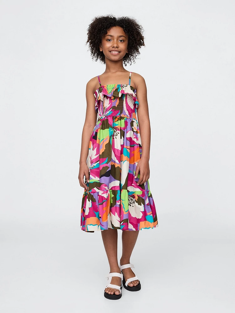 Kids Smocked Ruffle Midi Dress