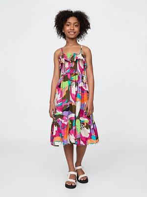 Kids Smocked Ruffle Midi Dress