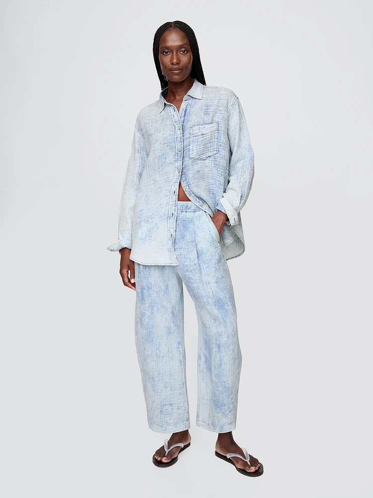 Cotton Gauze Denim Oversized Shirt