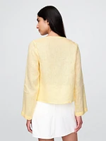 100% Linen Tie-Front Shirt